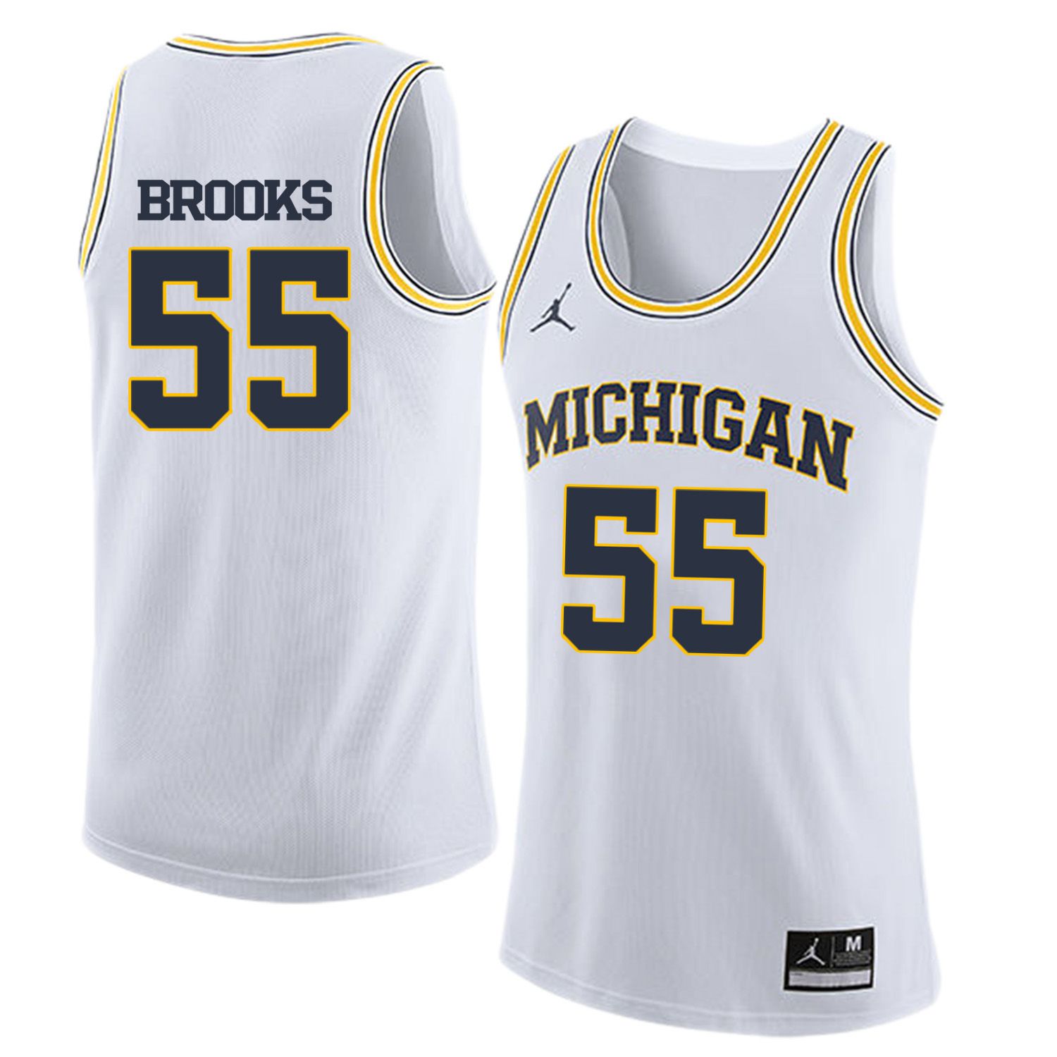 Men Jordan University of Michigan Basketball White 55 Brooks Customized NCAA Jerseys